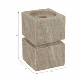 Candle Holder - Ivory Marble Stacked Cubes Pillar, 6 in.
