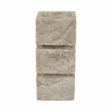 Candle Holder - Ivory Marble Stacked Cubes Pillar, 8 in.
