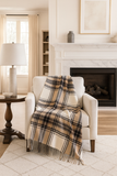 Brown Classic Plaid Tassel Trim 50x60 Inch Throw Blanket