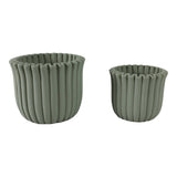 6/8 in. Sage Green Fluted Pottery Planters