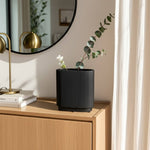 Black 8 in. Ceramic Novelty Modern Oval Ridged Vase