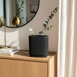 Black 8 in. Ceramic Novelty Modern Oval Ridged Vase