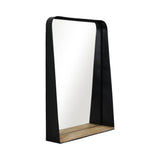 Metal Glass Integrated Shelf Wall Mirror - Black, 30 in.