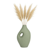 Ceramic Open Center Nomadic Handle Vase - Dark Sage, 12 in.