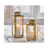 Liam Lantern Tall Antique Brass Pillar Candle Holder