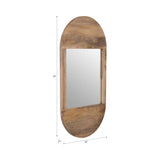 Wall Mirror - Brown Wood Glass Arched Oval Hanging, 34 in.