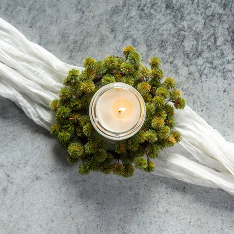 10" GREEN MINI CHESTNUT SEED CANDLE RING