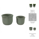 6/8 in. Sage Green Fluted Pottery Planters