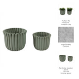 6/8 in. Sage Green Fluted Pottery Planters