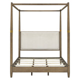 Upholstered Headboard Canopy Bed Brown, Queen *