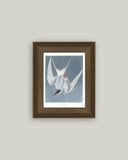 Great Tern Bird Painting Framed Antique Art