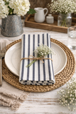 Navy Blue Striped 20" Cotton Napkin
