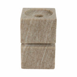 Candle Holder - Ivory Marble Stacked Cubes Pillar, 6 in.
