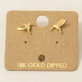 Gold Dipped Humming Bird Stud Earrings