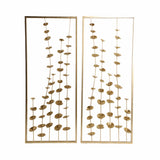 Wall Art - Gold Metal Botanical Blooms, 32 in.