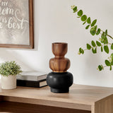 Milo Trinnet 3 Tier Stack Two Tone Vase Black and Walnut