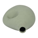 Ceramic Open Center Nomadic Handle Vase - Dark Sage, 12 in.