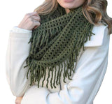 Knit Tassel Infinity Loop Scarf