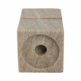 Candle Holder - Ivory Marble Stacked Cubes Pillar, 6 in.
