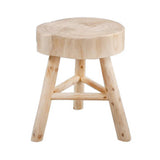 Stool - Ivory/Tan Wood Sturdy Three-Leg Base, 16 in.