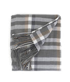 Grey Plaid Throw Blanket with Tassels