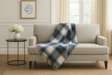 Navy Classic Plaid Tassel Trim 50x60 Inch Throw Blanket