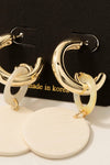 Wood And Shell Link Dangle Hoop Earrings