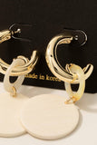 Wood And Shell Link Dangle Hoop Earrings