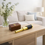 Small Brass Nautical Telescope with Pull-Out Wooden Box