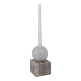 Taper Holder - Beige/White Marble Ball on Cube, 7 in.