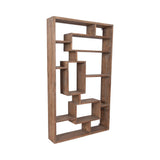 Wood Geometric Multi-Tier Wall Shelf - Brown, 39 in.