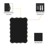 Solid Wood Wavy Rectangle Mirror for Home Decor