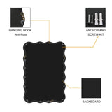 Solid Wood Wavy Rectangle Mirror for Home Decor