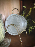 Glass Coasters Metal Caddy Set MCM