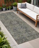 8' Runner Brown and Black Oriental Indoor Outdoor Runner Rug