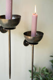 SET OF TWO METAL WALL TAPER CANDLE HOLDERS