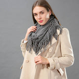 Knit Tassel Infinity Loop Scarf