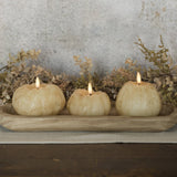 3" CREAM 3D FLAME SHORT PUMPKIN CANDLE