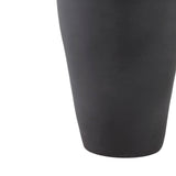 Black 16 in. Terracotta Round Ribbed Floor Vase