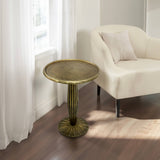 17" Side End Drink Table, Fancy Fluted Base, Round Top