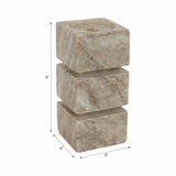 Candle Holder - Ivory Marble Stacked Cubes Pillar, 8 in.