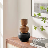 Milo Trinnet 3 Tier Stack Two Tone Vase Black and Walnut