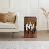 24 Inch Accent Side End Table, Brown Acacia Wood