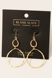Gold Dipped Hammered Double Hoop Dangle Earrings