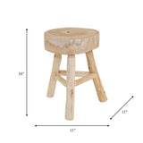 Stool - Ivory/Tan Wood Sturdy Three-Leg Base, 16 in.