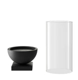 Modern Black Metal Bold Pedestal Glass Pillar Candle Holder