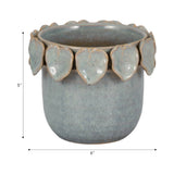 Ceramic Handcrafted Leaf Applique Planter - Seafoam, 6 in.