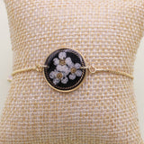 Round Dried Flower Gold Chain Pull Bracelet