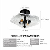 39F Inc. - Black Flush Mount Ceiling Light with Water Ripple Glass Shad