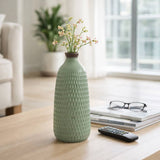 Decorative Vase -  Green Ceramic Bottle Dimpled Texture,16in